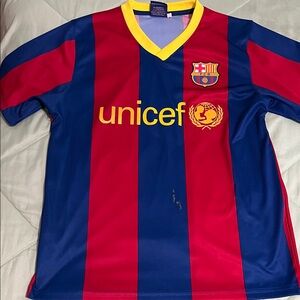 F C Barcelona Red and Blue Jersey # 3. Pique